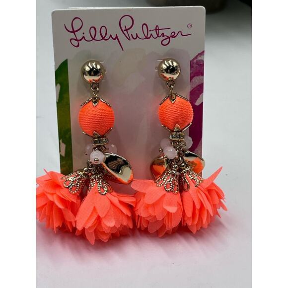 Lilly Pulitzer "Full Bloom" Earrings in Tangelo Orange Style #: 004703 40 New - Picture 3 of 7